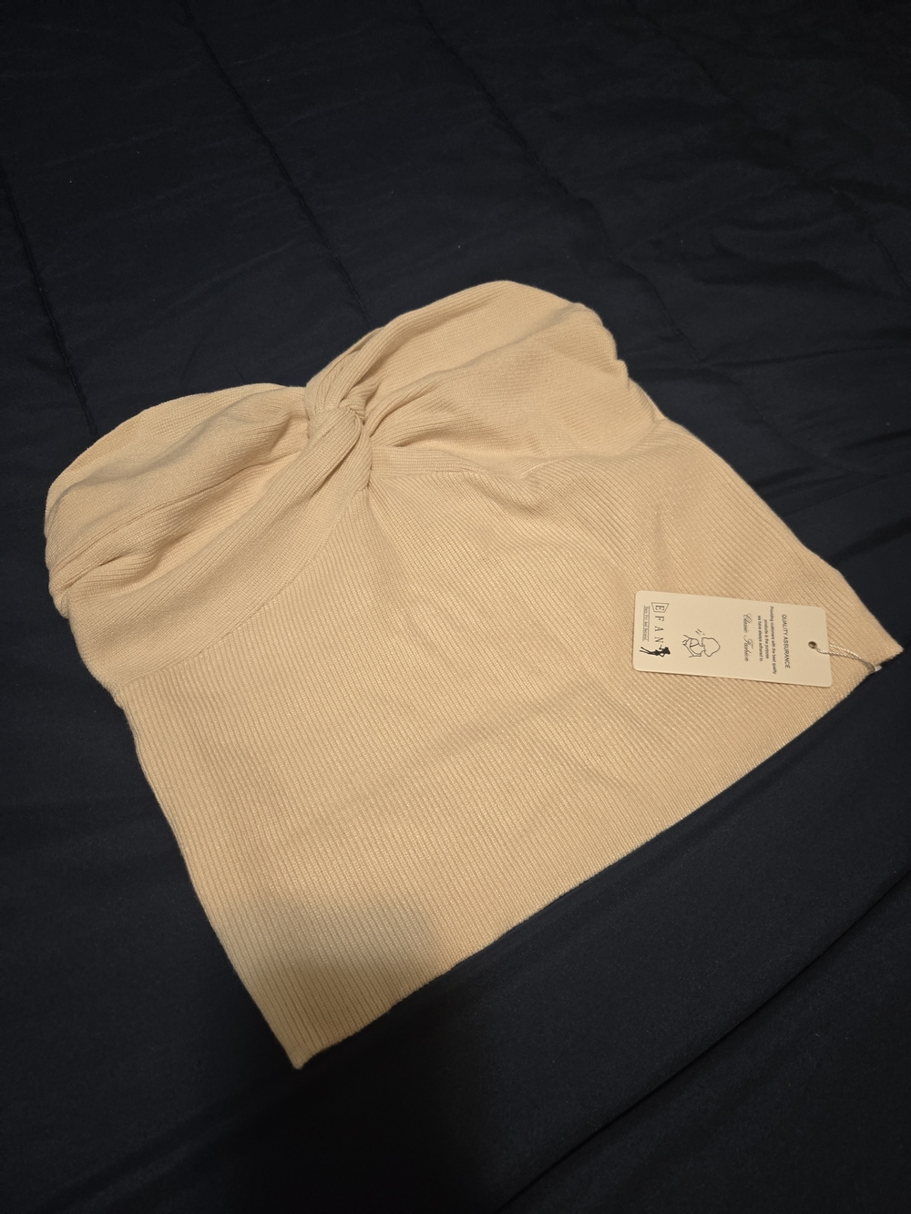 Strapless Twist Front Tube Top in Beige - Picture 3 of 3